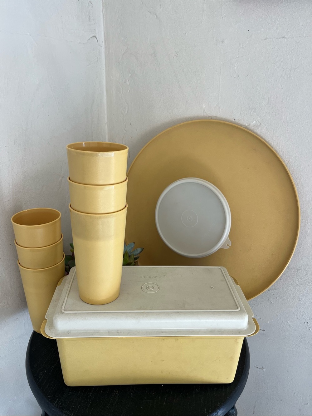 Rad 60’s 70’s Vintage Tupperware Mustard Color Set